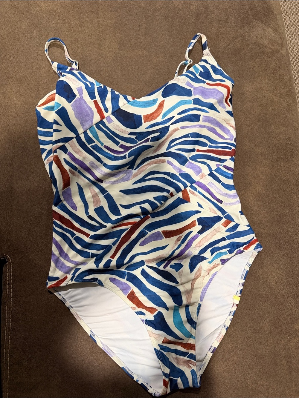 summersalt One-Piece Swimsuit in Blue, Purple & Red Wave Print